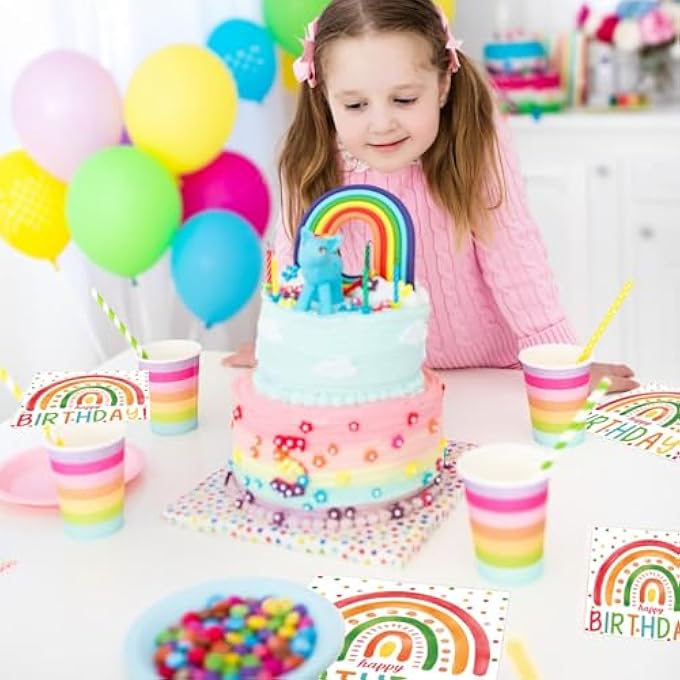 PACK OF 40 RAINBOW NAPKINS, RAINBOW DECORATION CHILDREN'S BIRTHDAY, NAPKINS, CHILDREN'S BIRTHDAY, HAPPY BIRTHDAY NAPKINS, BIRTHDAY FOR CHILDREN'S BIRTHDAY, CELEBRATIONS, 33 X 33 CM - Image 3